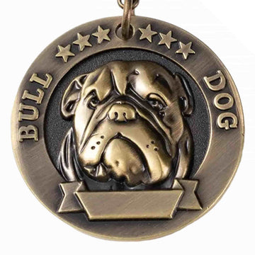Medalion Bulldog, personalizare gratuita, nume si telefon