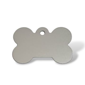 Medalion mic din aluminiu in forma de os, ARGINTIU
