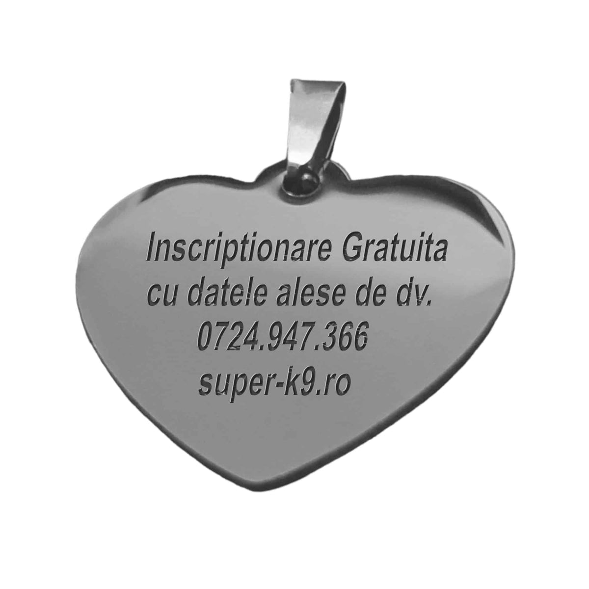 Medalion Inima Medalion caine personalizat, din Inox, INIMA