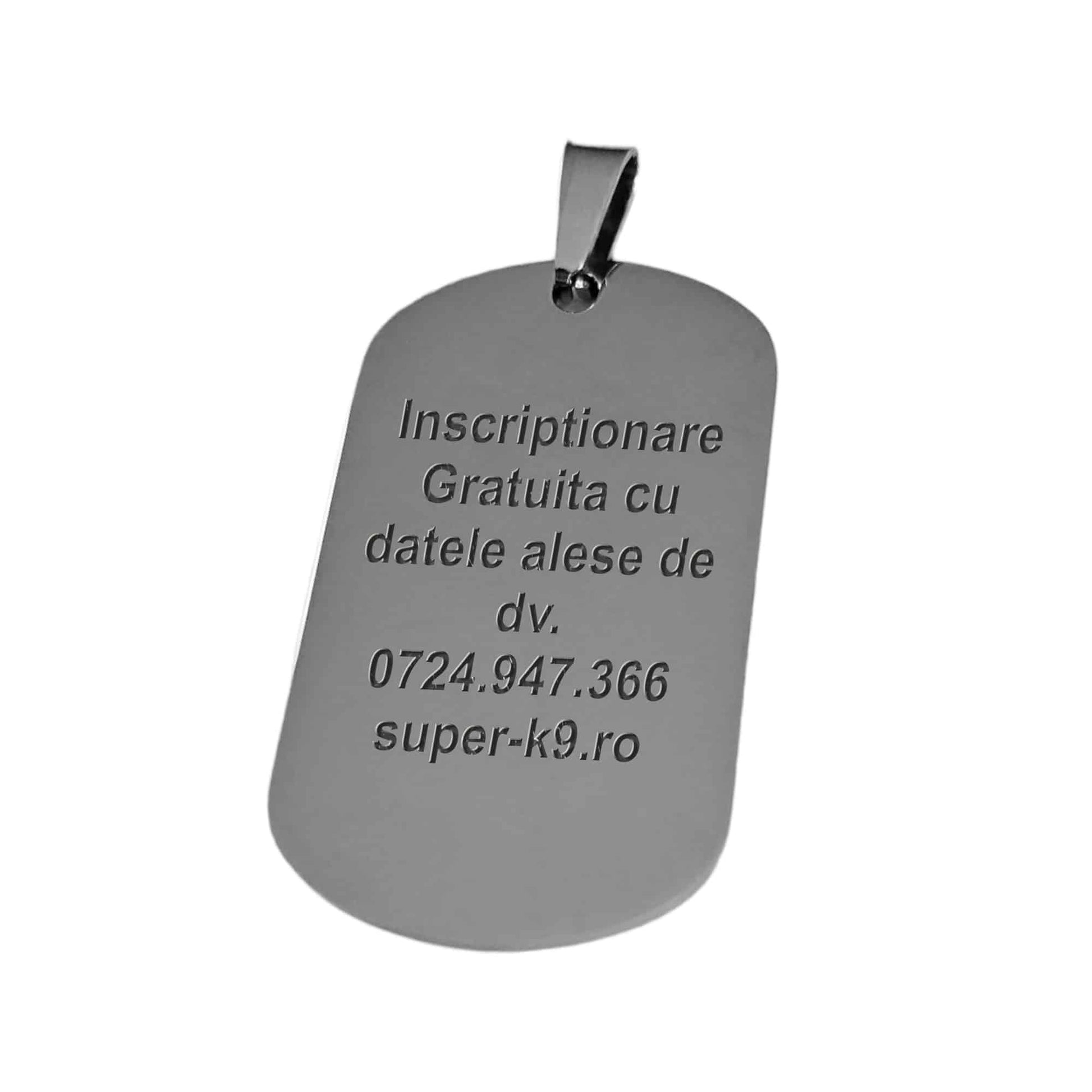 Medalion tag argintiu personalizat